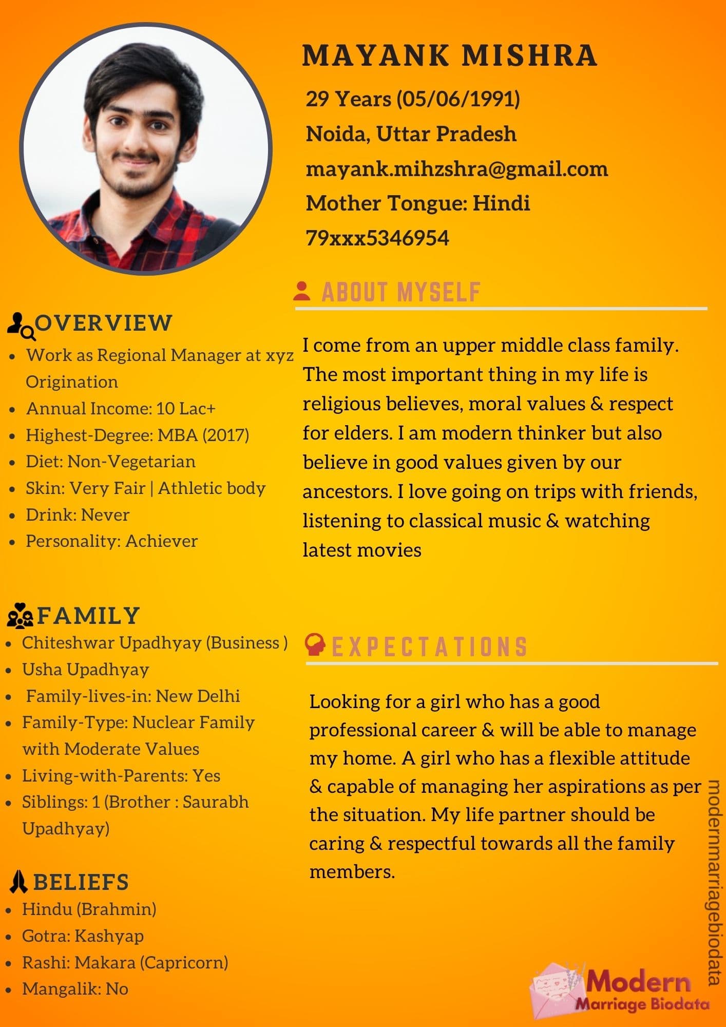 Simple & Clean Marriage Biodata